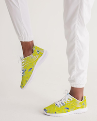a pair of yellow sneakers