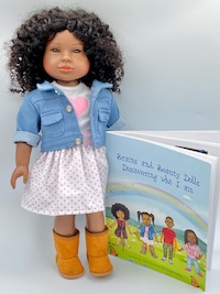 Malia doll with Brains and Beauty Dolls book